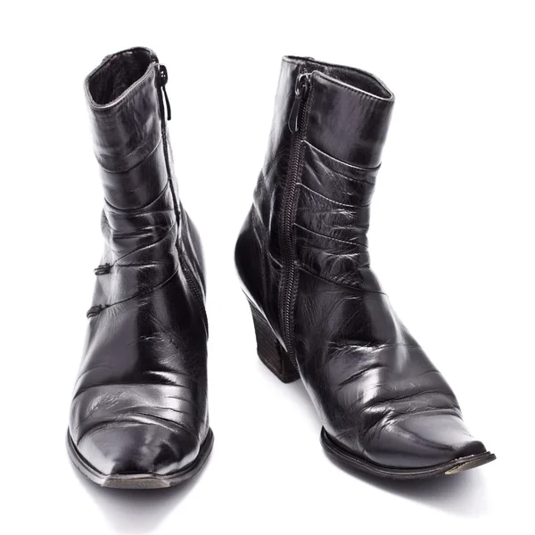 Zwart leer vrouwelijke laarzen — Stockfoto