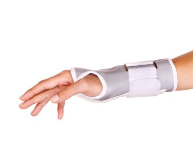 Trauma of wrist in brace. clipart