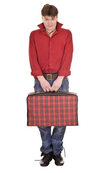 Hombre feliz con maleta de viaje  . —  Fotos de Stock