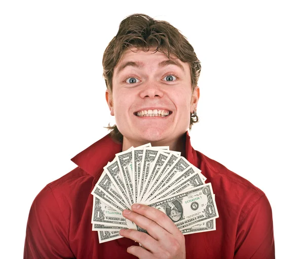 Clever strong man with money. — Stock Photo, Image