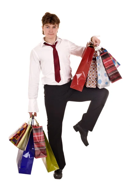 Uomo d'affari con borsa shopping . — Foto Stock
