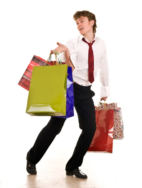 Man with red tie and bag. — Stock Photo, Image