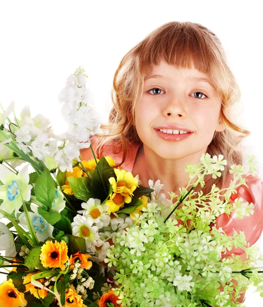 Schönes Mädchen mit wilder Blume. — Stockfoto