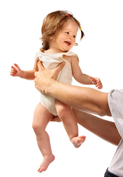 Barn på händer på daddy. — Stockfoto