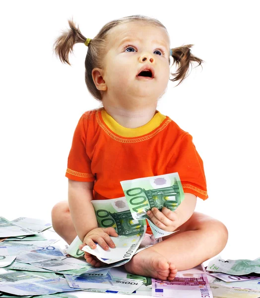 Παιδί με χρήματα του ευρώ. — Φωτογραφία Αρχείου