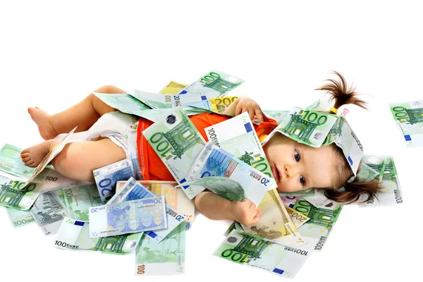 stock image Child with euro money.