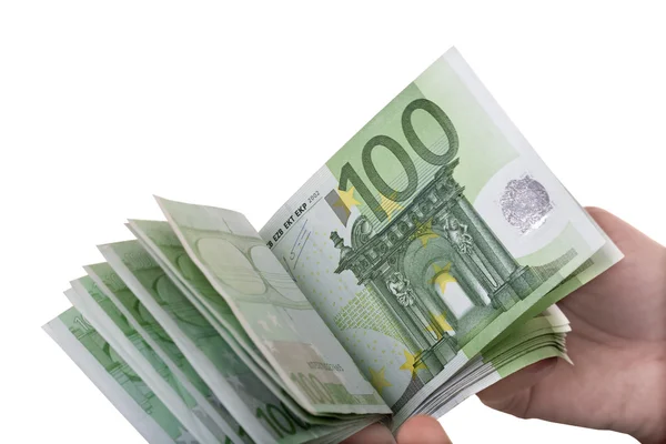 Money euro in girl hand. — Stock Photo, Image