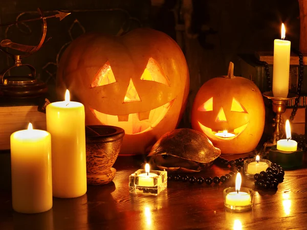 Хэллоуинский тыквенный фонарь. — стоковое фото