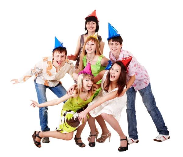 Group of teenagers celebrate birthday. — Stock Photo, Image