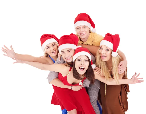 Gruppe jung mit Weihnachtsmann-Hut . — Stockfoto