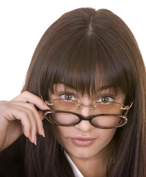 Comic woman in two spectacles. — Stock Photo, Image