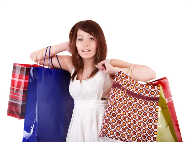 Dziewczyna zakupy z grupy torba. — Zdjęcie stockowe