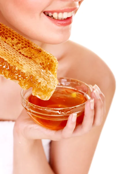 Přírodní domácí organické obličejové masky z medu. — Stock fotografie