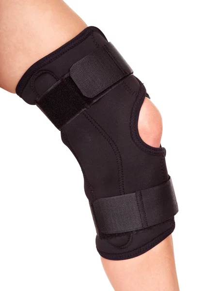 Trauma of knee in brace. Stock Picture