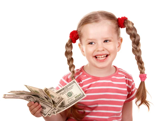 快乐的孩子与钱美元. — 图库照片