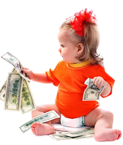 Dítě s euro peníze. — Stock fotografie