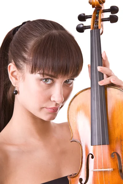 Beautiful young girl with violin. — Stock Photo, Image