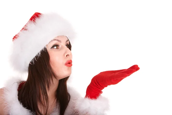 Natale ragazza in cappello di Babbo Natale. — Foto Stock