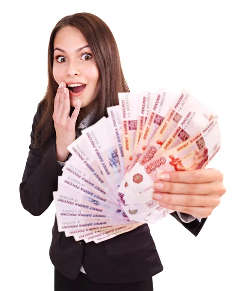 Woman with money (Russian rouble). — Stock Photo, Image