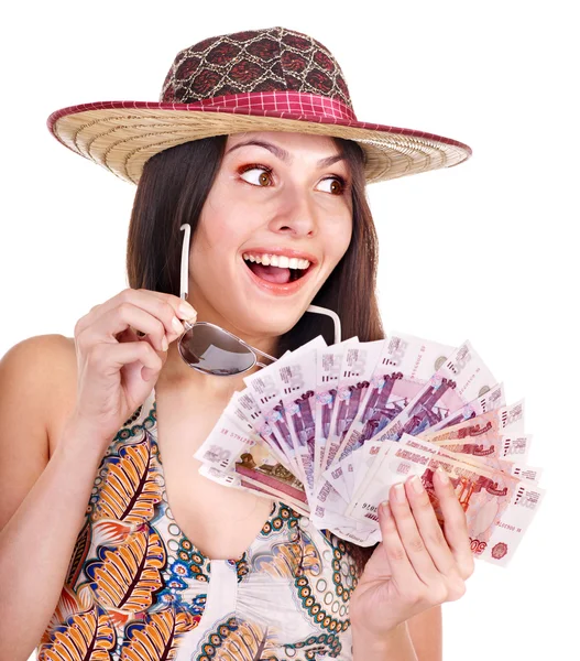 Žena s penězi. ruský Rubl. — Stock fotografie