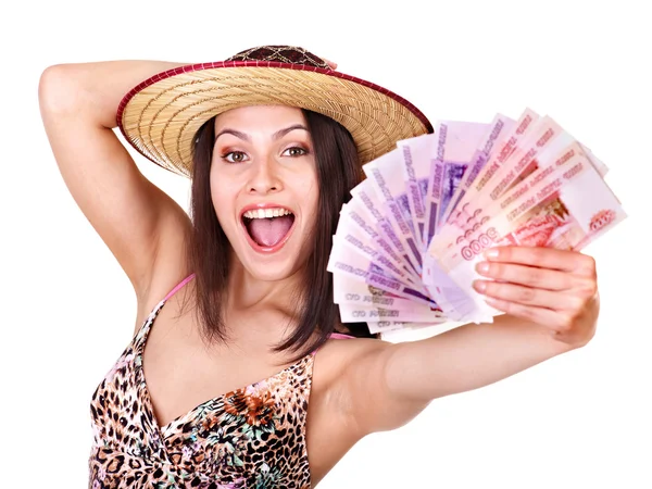 Γυναίκα με χρήματα (Ρωσικό Ρούβλι). — Φωτογραφία Αρχείου
