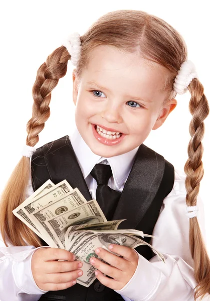 Glada barn med pengar dollar. — Stockfoto