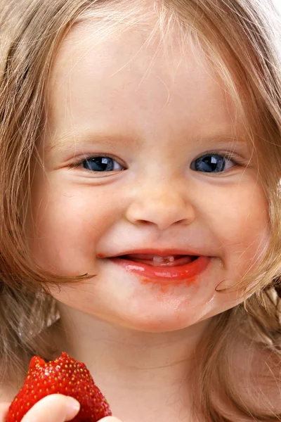 Dítě s jídlem. — Stock fotografie