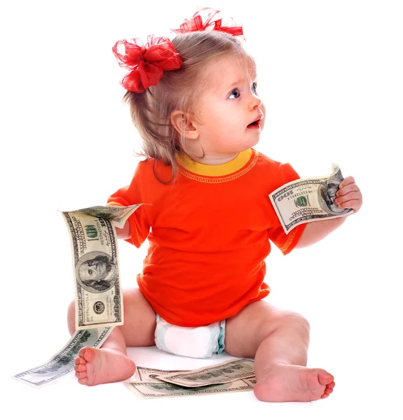 Child with euro money. Stock Picture