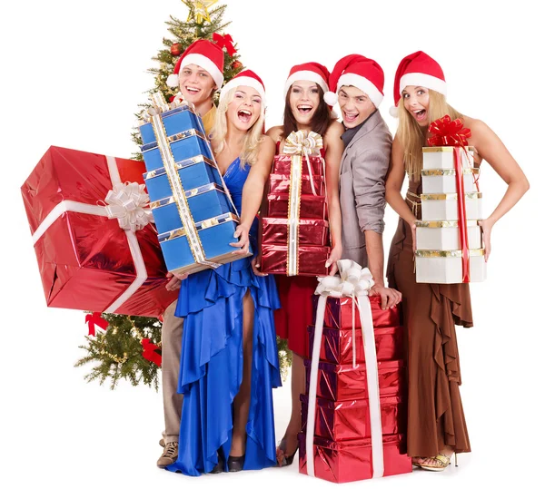Group young holding gift box. — Stock Photo, Image