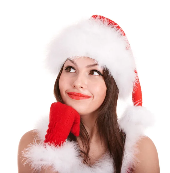 Menina de Natal em santa chapéu. — Fotografia de Stock