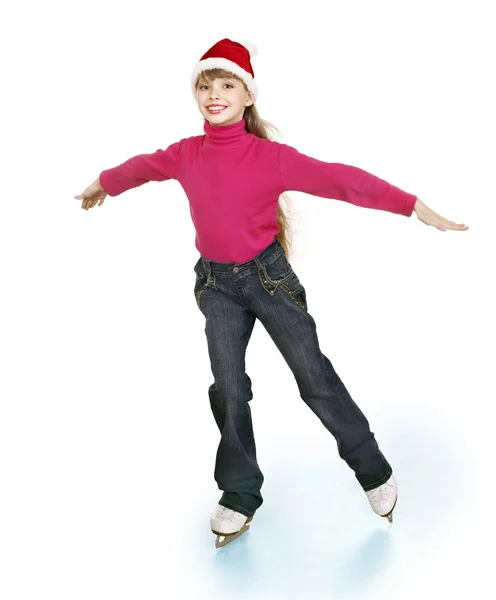 Jong meisje kunstschaatsen.. — Stockfoto