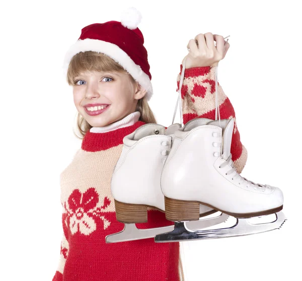 Child holding figure skates. — Stock Photo, Image
