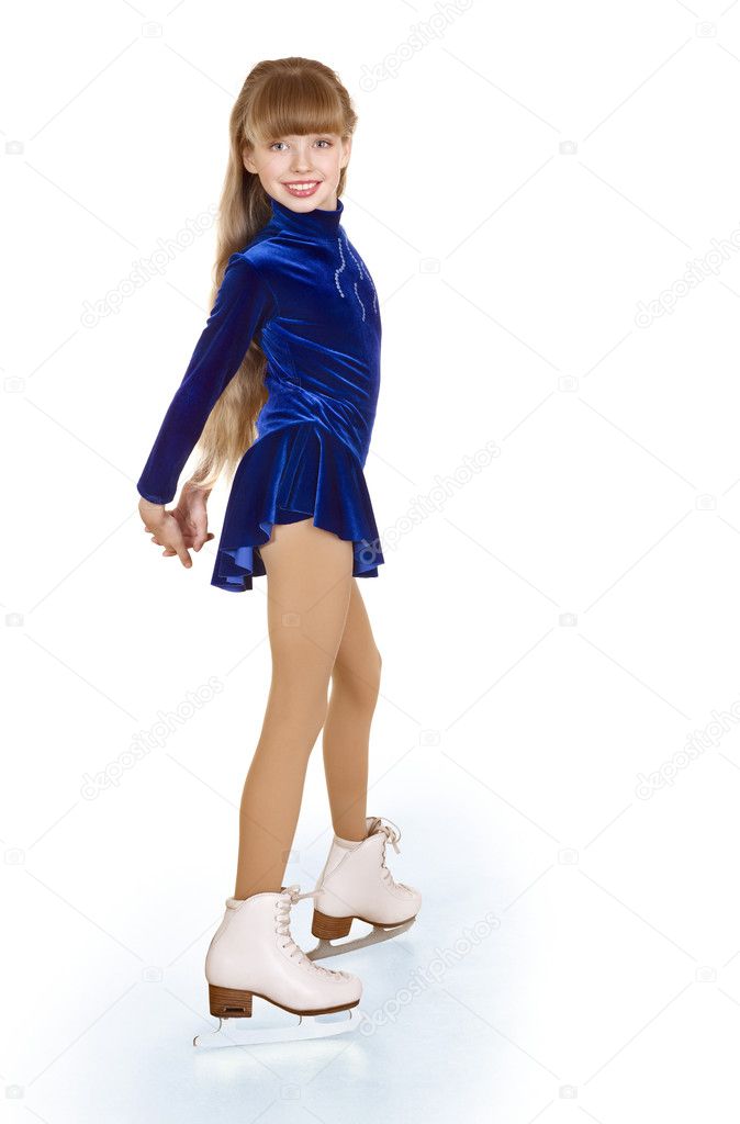 Young girl figure skating..