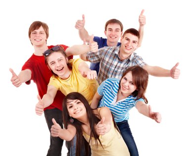 Group showing thums up. clipart