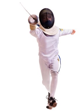 Child epee fencing lunge. clipart