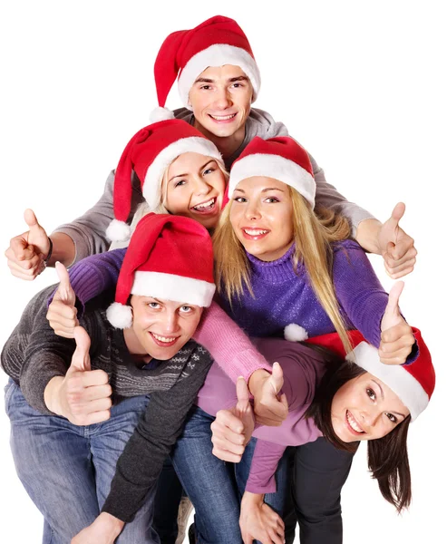 Gruppo giovane in cappello Babbo Natale  . — Foto Stock