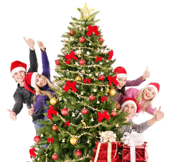 Gruppe jung mit Weihnachtsmann-Hut. — Stockfoto