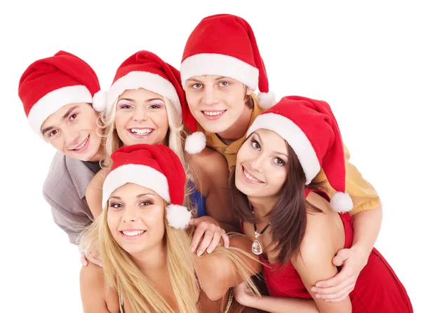 Gruppe jung mit Weihnachtsmann-Hut . — Stockfoto