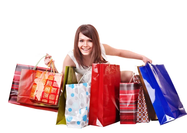 Shopping girl with group bag. — Stock Photo, Image