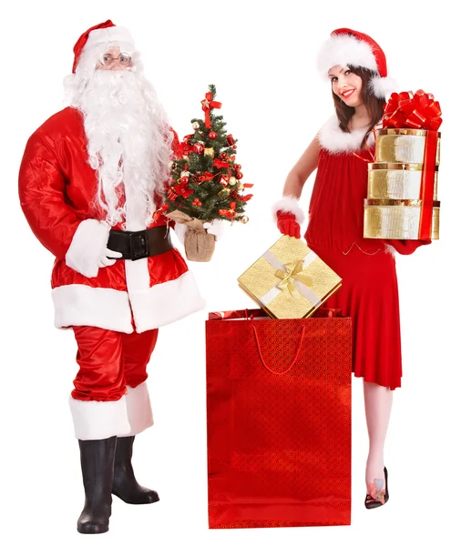 Santa claus i christmas girl. — Zdjęcie stockowe