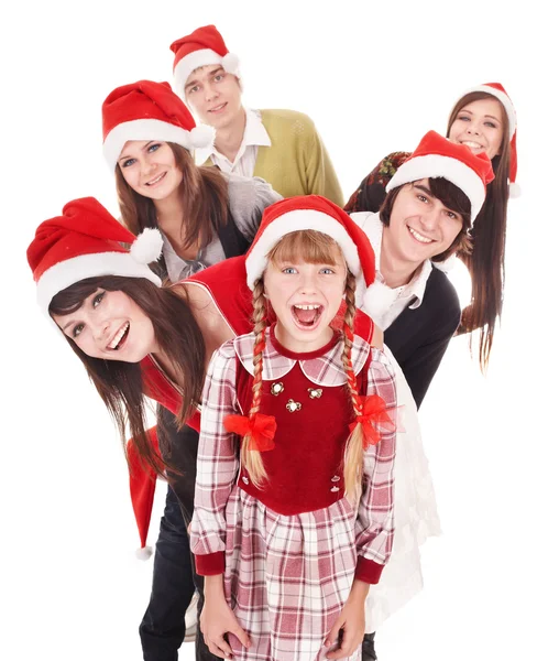 快乐集团在圣诞老人帽子 . — 图库照片