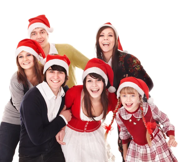 산타 모자에 아이 들과 함께 그룹 . — 스톡 사진