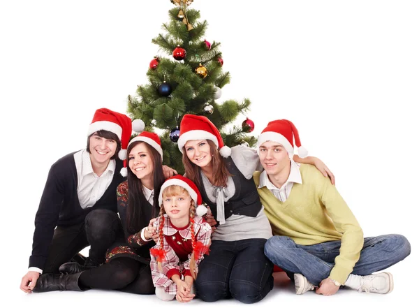 Gelukkig groep in Kerstman hoed . — Stockfoto