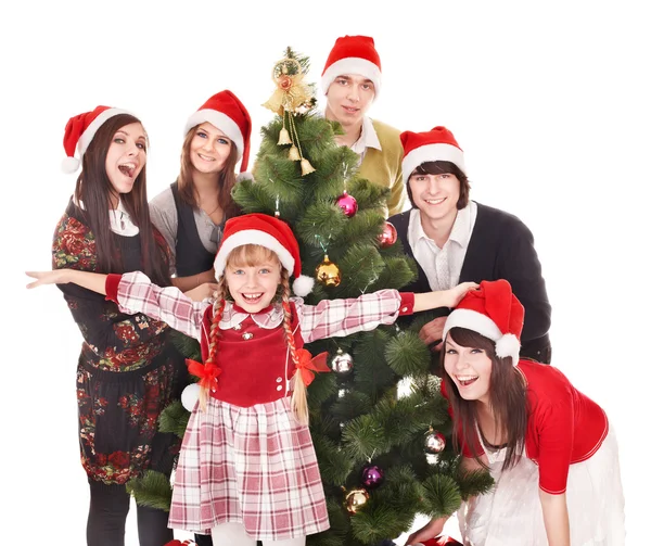 Felice gruppo in cappello di Babbo Natale  . — Foto Stock