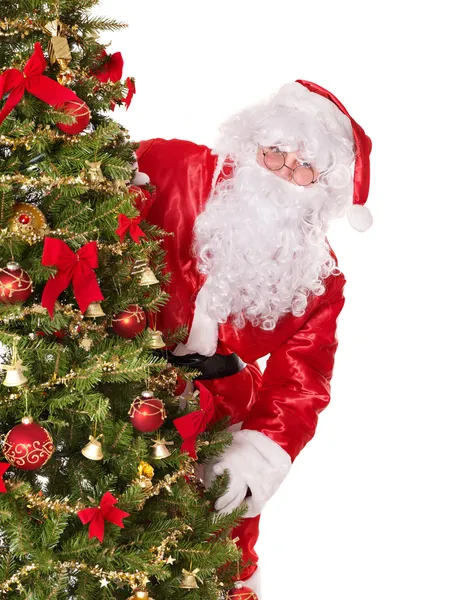 Weihnachtsmann am Weihnachtsbaum. — Stockfoto