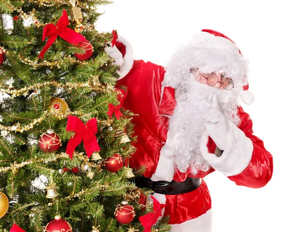 Санта Клаус делает жест молчания . — стоковое фото
