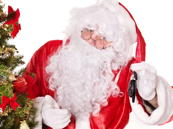 Santa claus dává auto klíče . — Stock fotografie