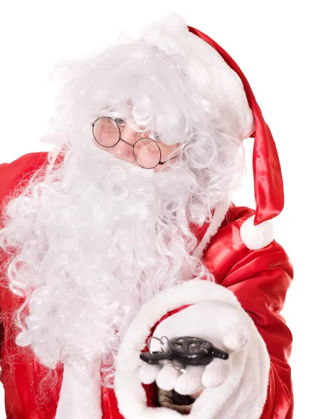Santa claus drží klíče od auta . — Stock fotografie