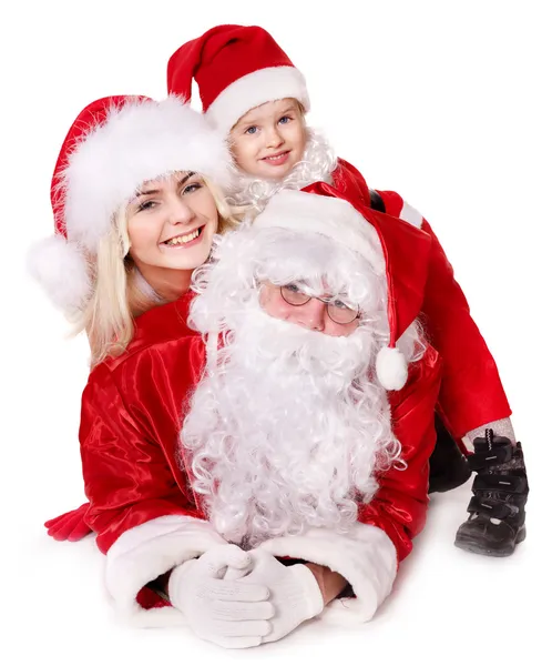 Jultomten familj med barn. — Stockfoto