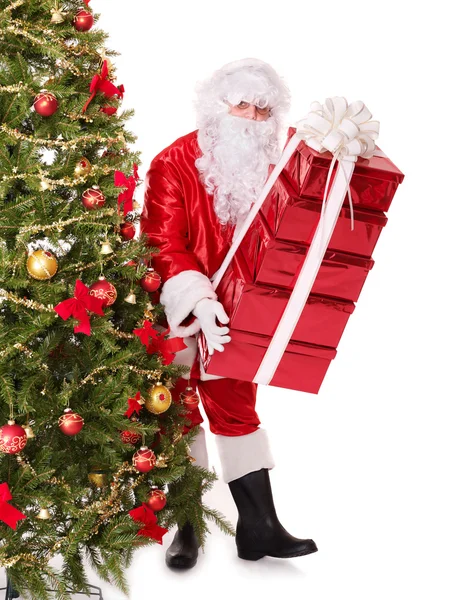 Weihnachtsmann am Weihnachtsbaum. — Stockfoto